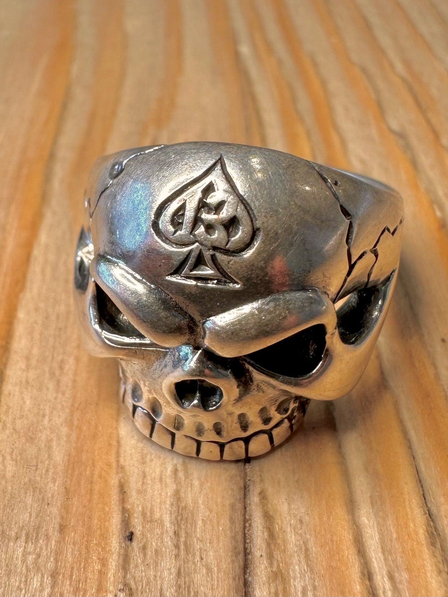 Vintage Skull Engraved Head 925 Sterling Silver Size Z Ring