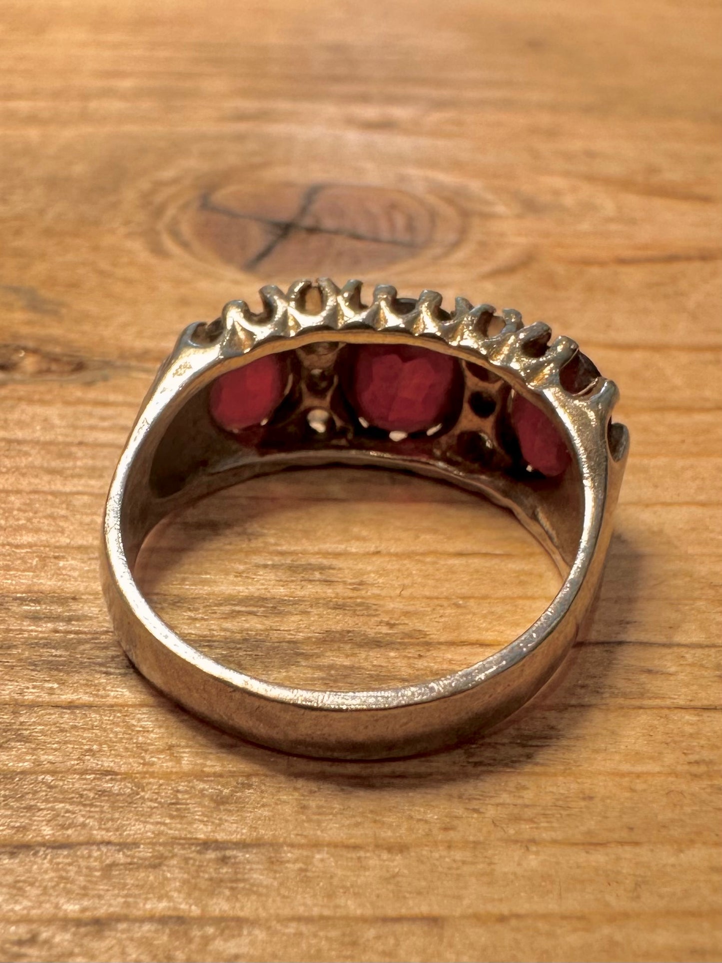 Vintage 1975 Garnet and White CZ 925 Silver Size P Ring