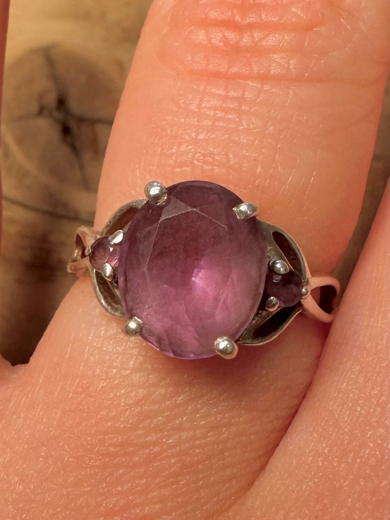 Vintage Amethyst 925 Silver Size P Ring