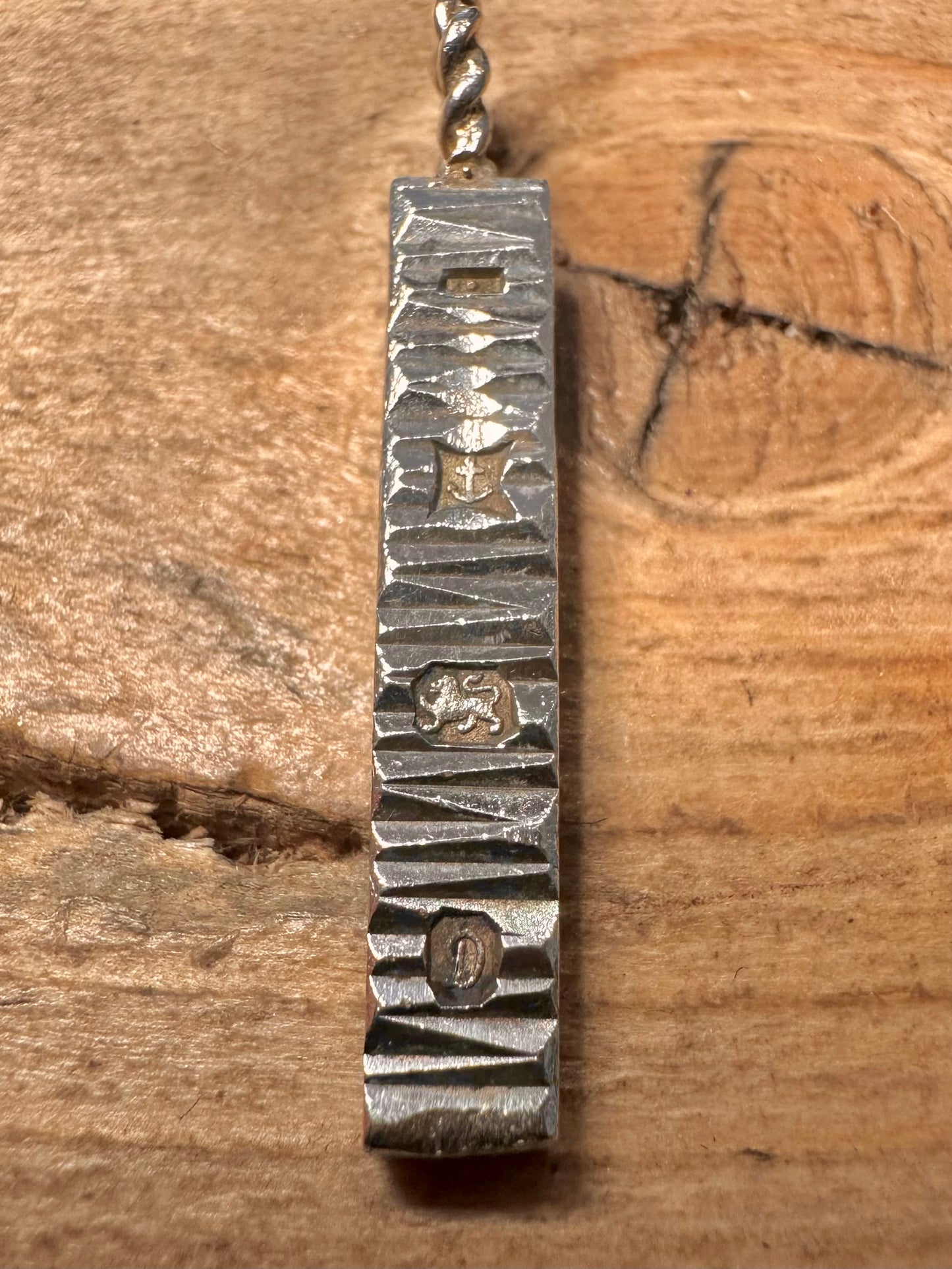 Vintage 1978 Bark Effect Ingot 925 Silver Pendant