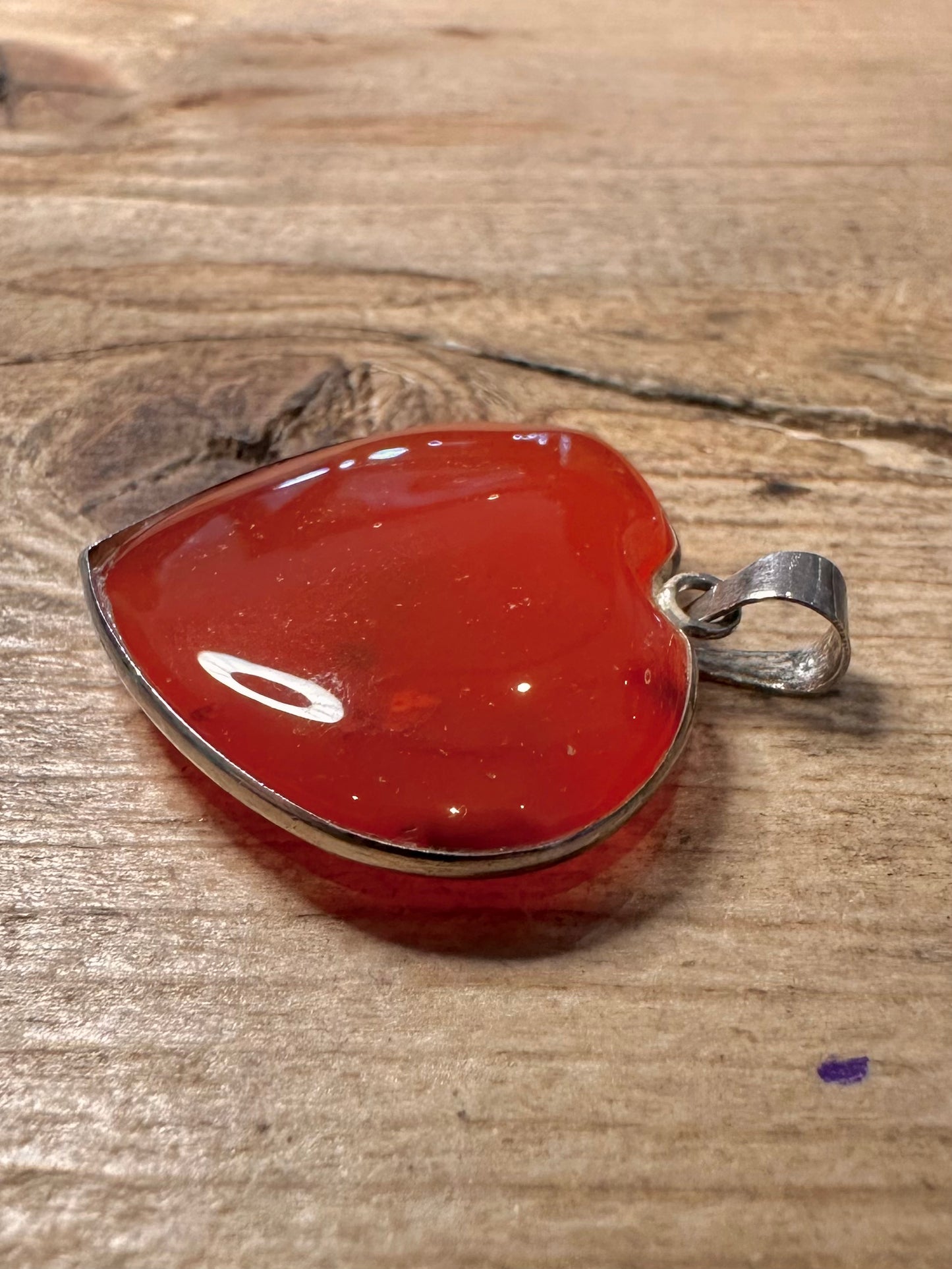 Vintage Carnelian Heart 925 Silver Pendant