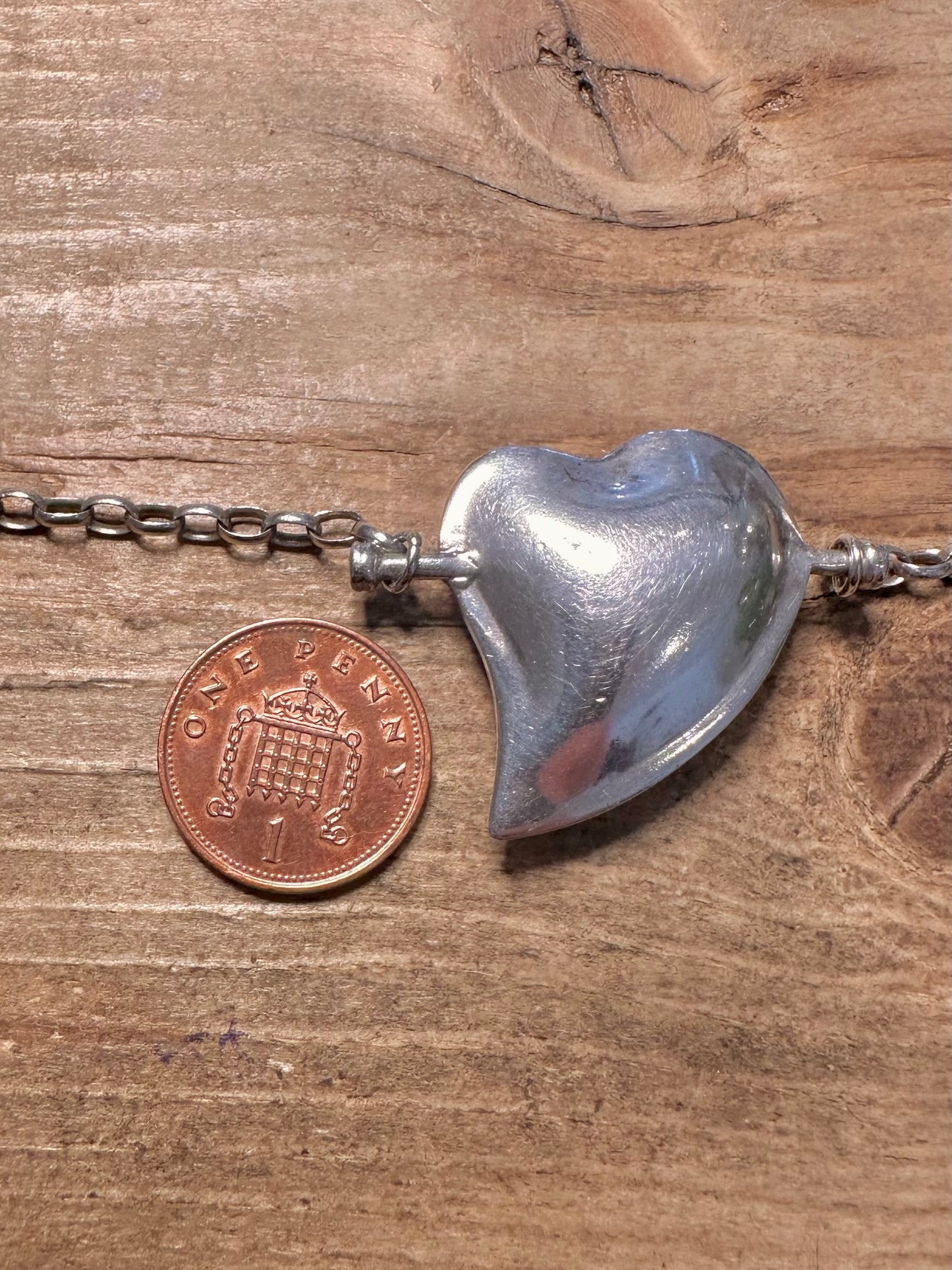 Abstract 2000 Heart Belcher Chain 925 Silver 17 inch Necklace