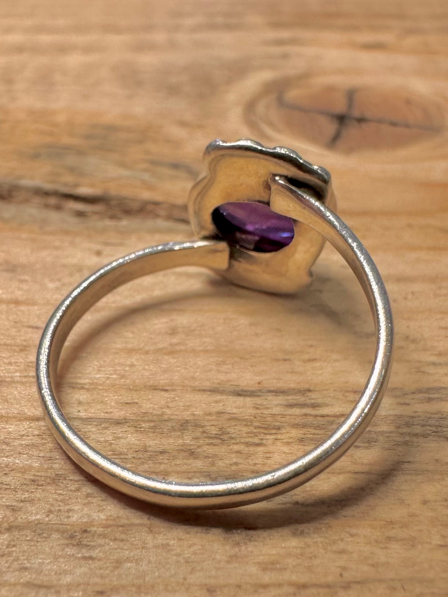 Vintage Amethyst Boho 925 Silver Size Q Ring