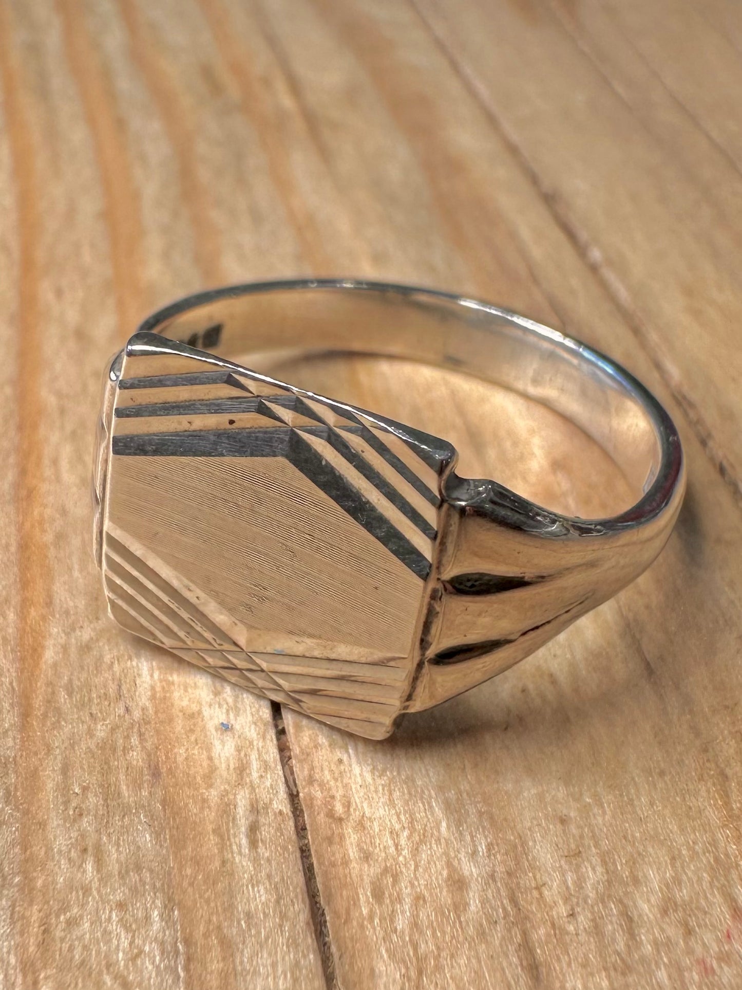 Vintage 1975 Textured Signet 925 Sterling Silver Size U1/2 Ring