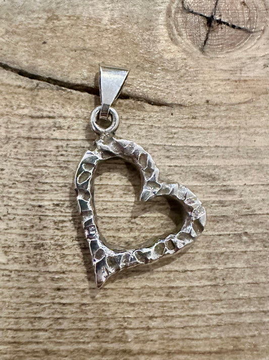 Vintage Textured Heart 925 Silver Pendant