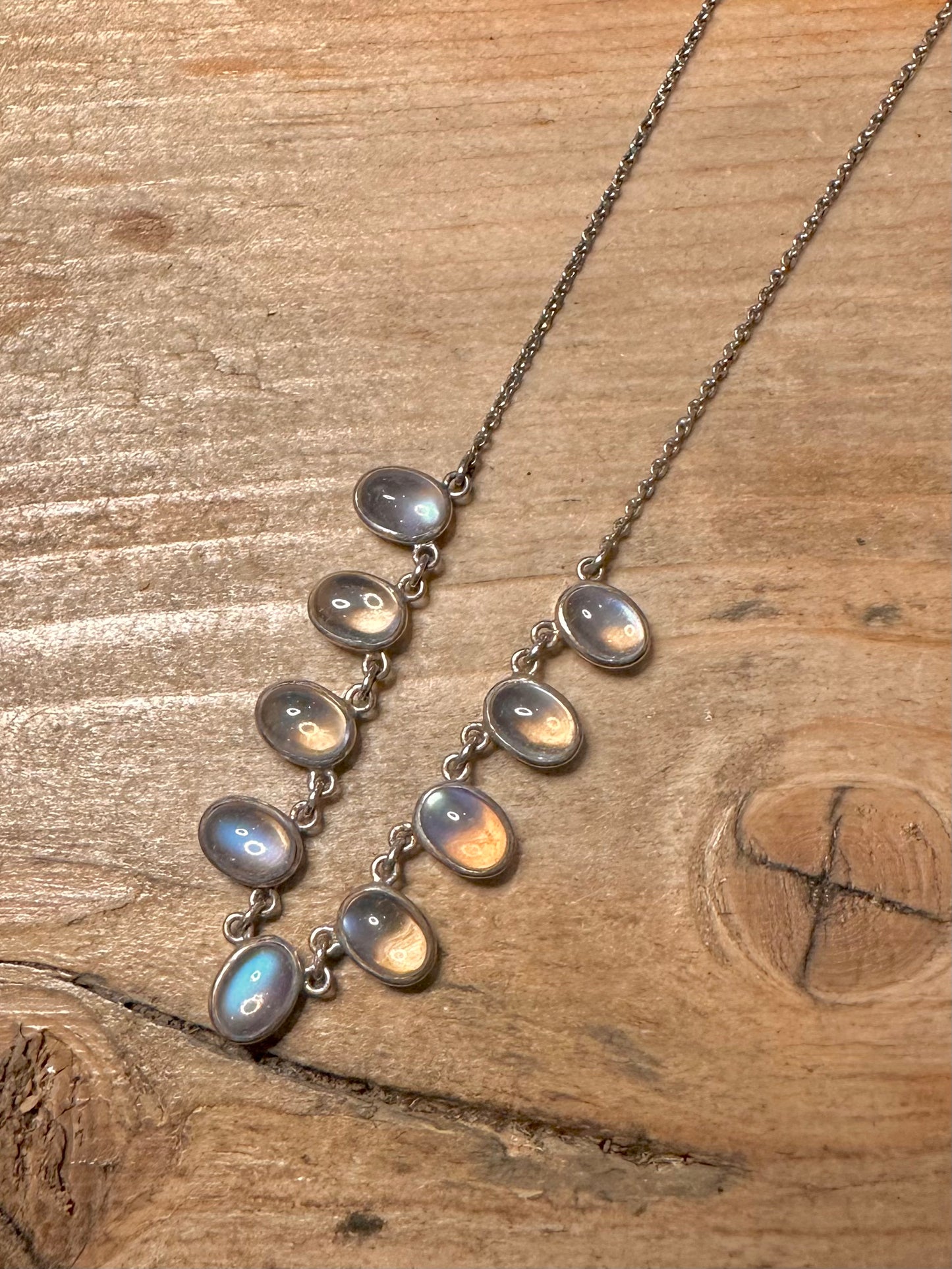 Vintage Moonstone Chain 925 Silver 16 to 18 inch Necklace