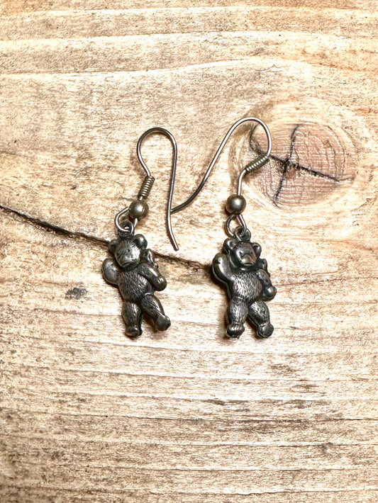 Vintage Teddy Bear 925 Silver Earring