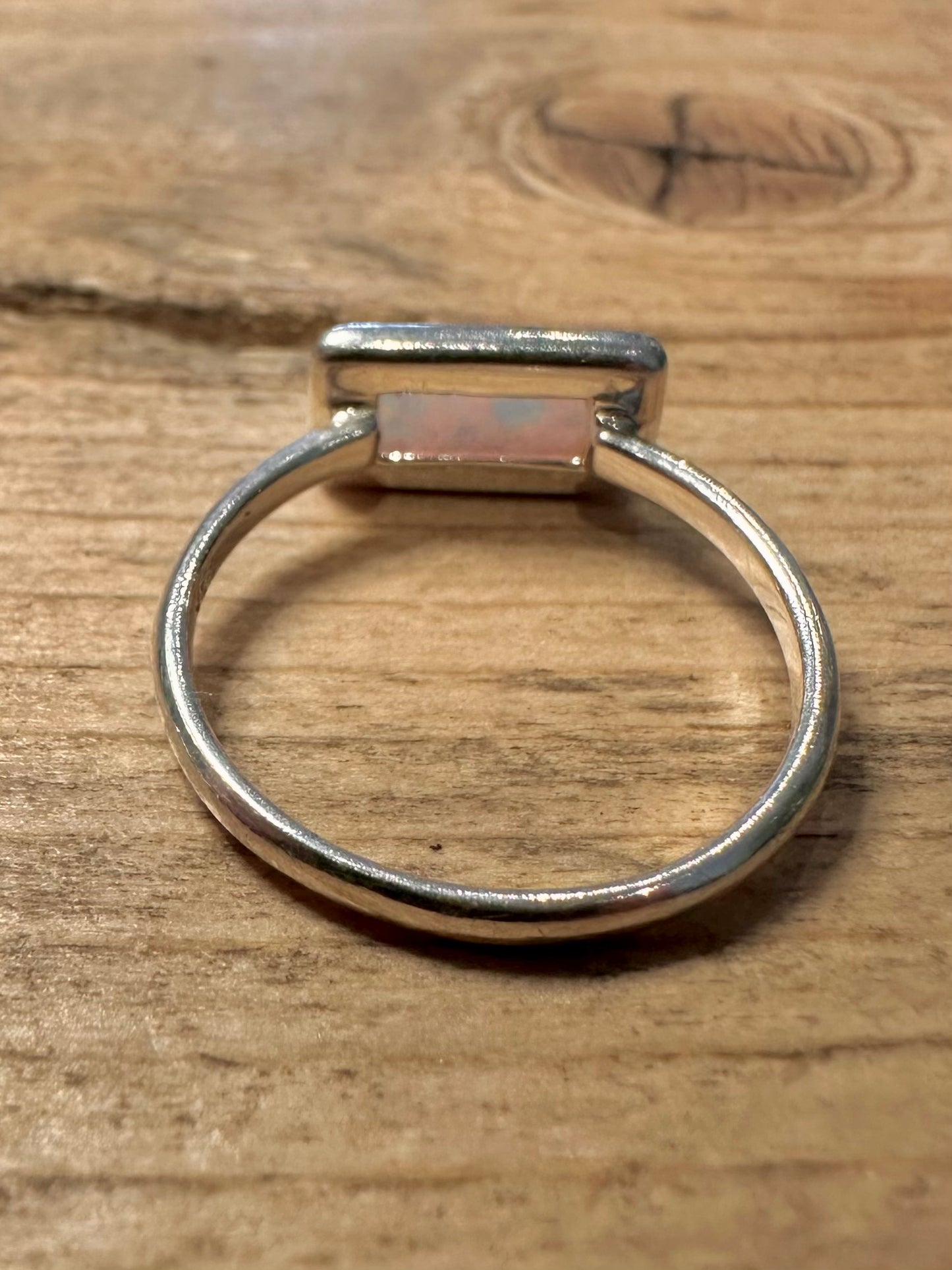 Modern Opal Rectangle 925 Silver Size O Ring
