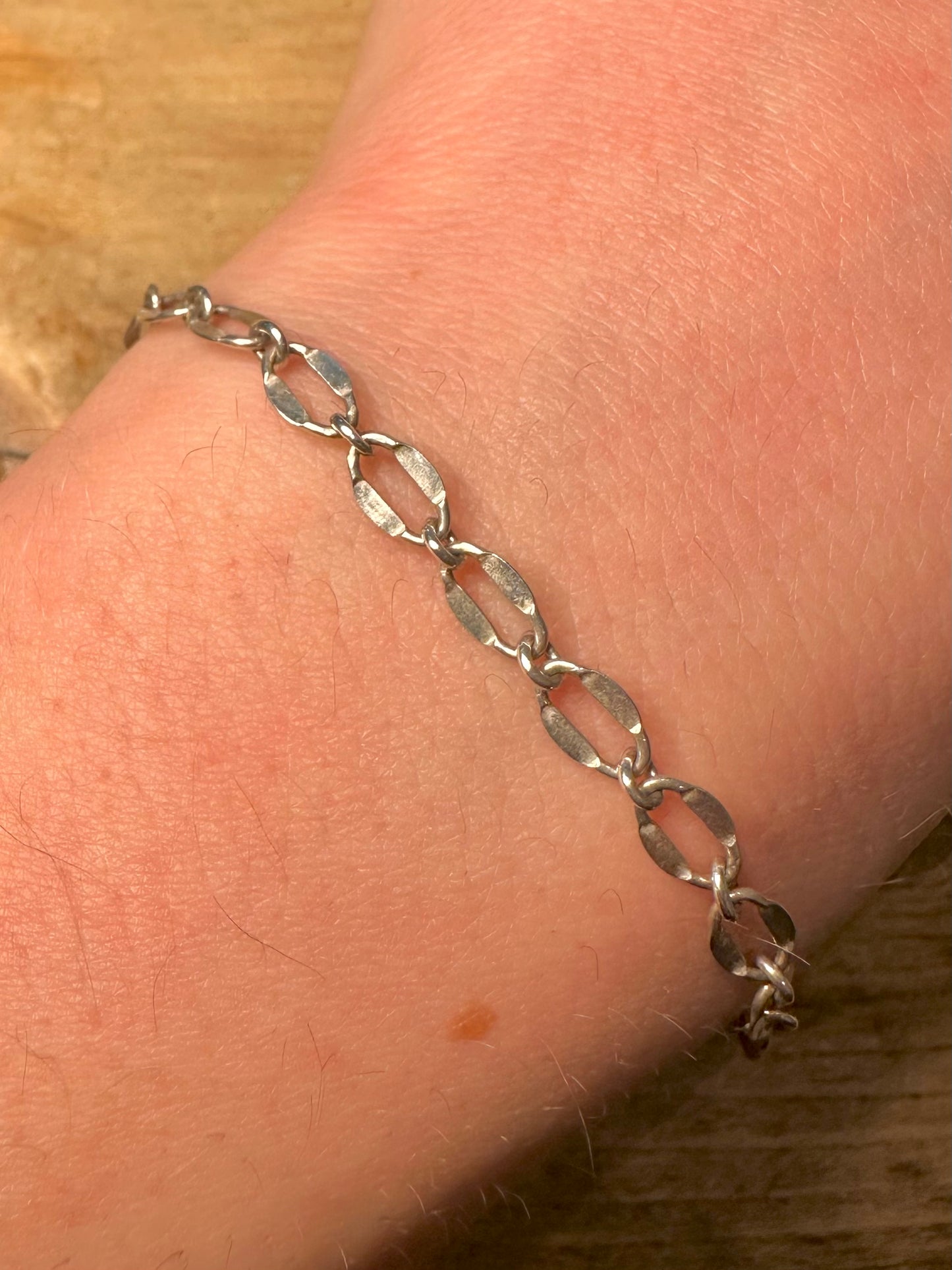 Vintage Unique Chain Link 925 Silver 7.5 inch Bracelet