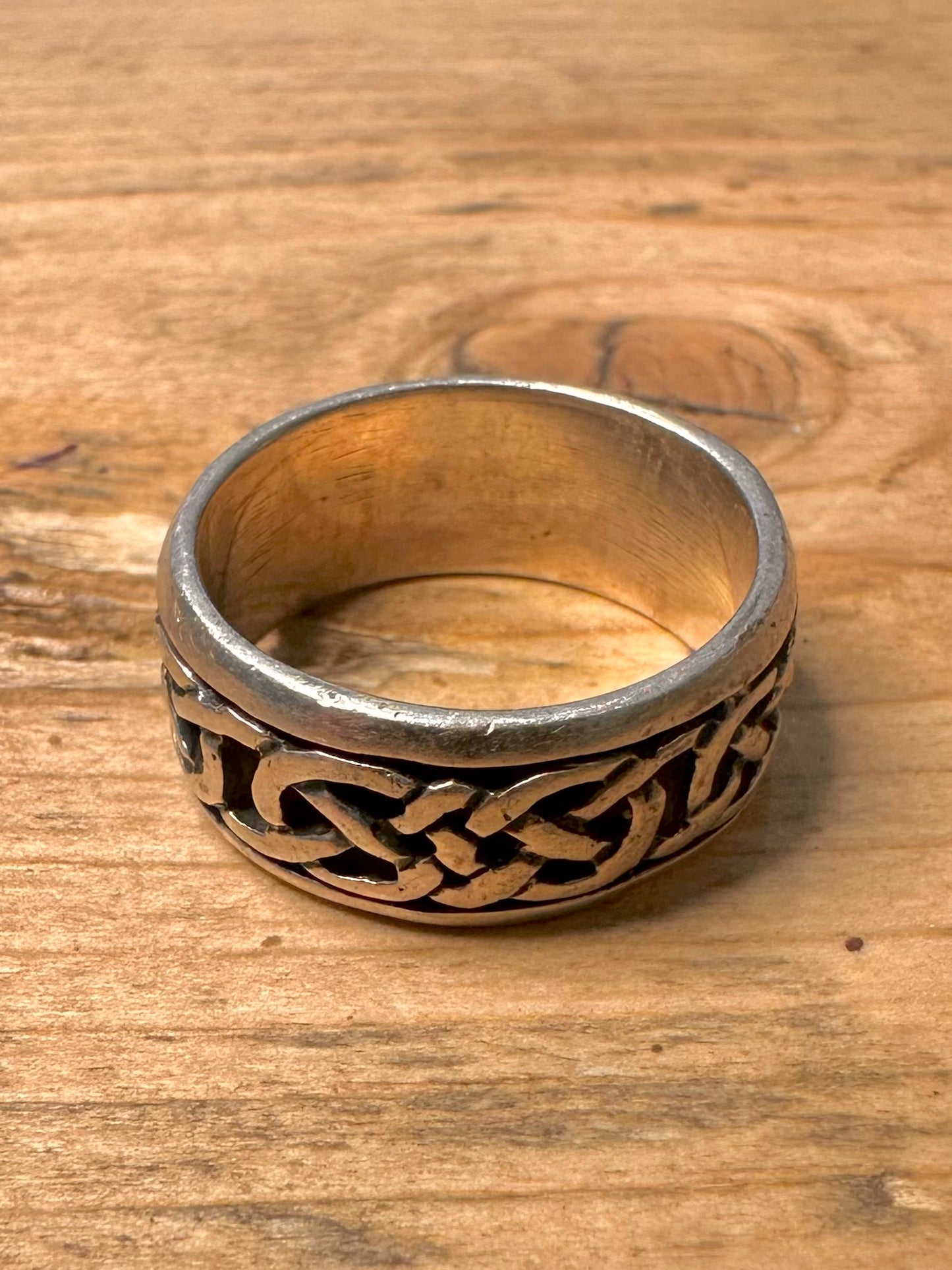 Vintage Celtic Band 925 Silver Size Q Ring