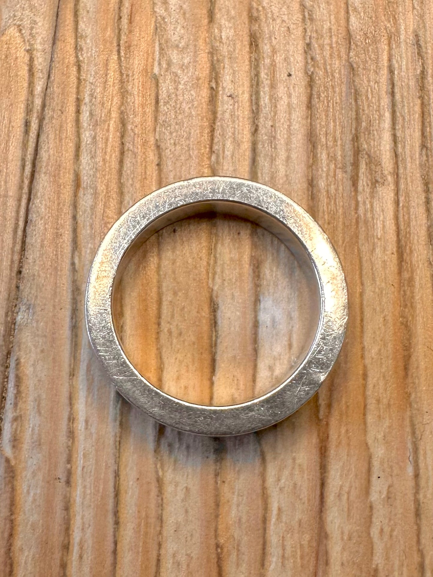 Vintage Amber Inlay Band 925 Sterling Silver Size S1/2 Ring