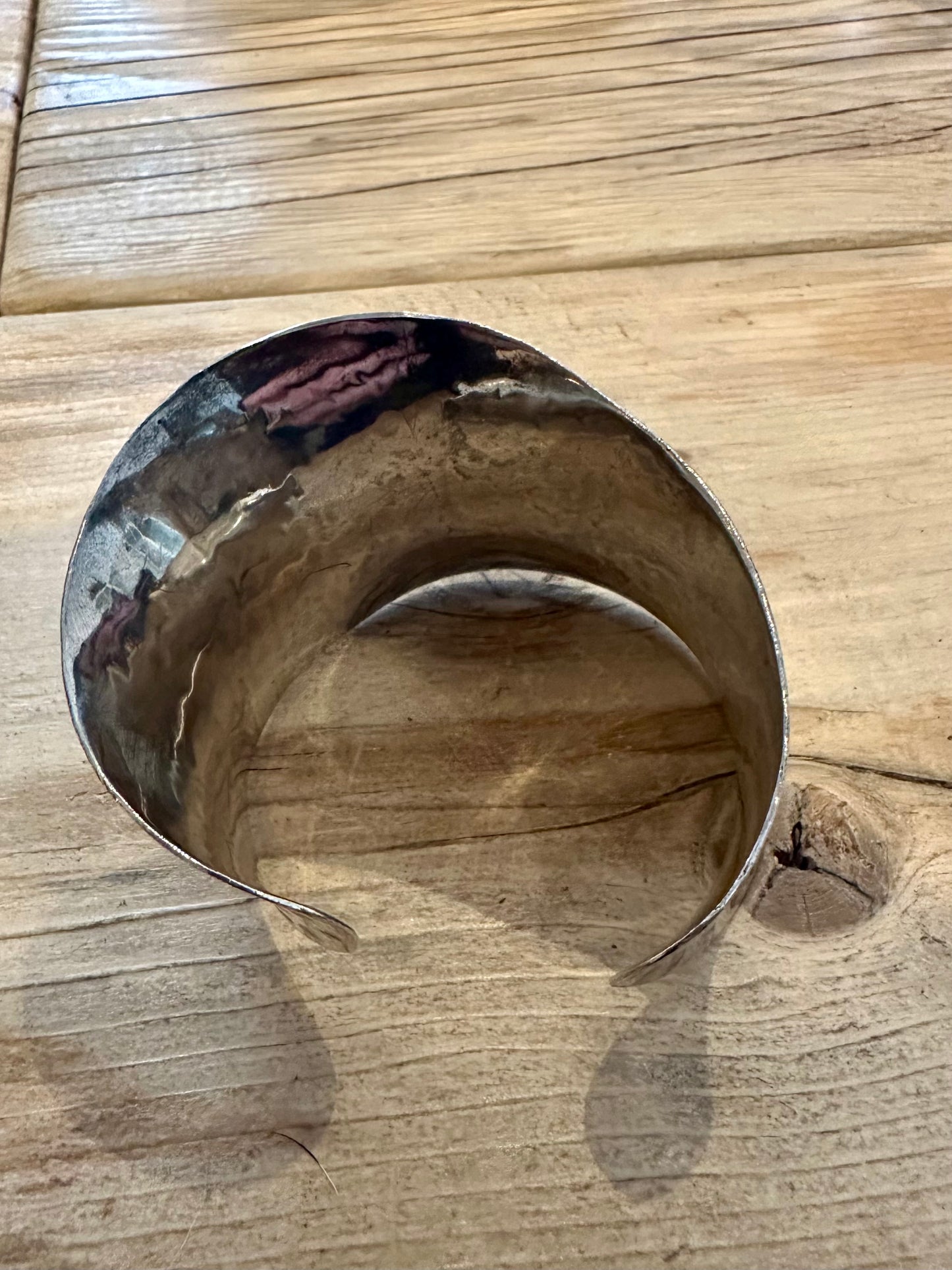 Abstract Hammered Wave Cuff 925 Silver Bangle