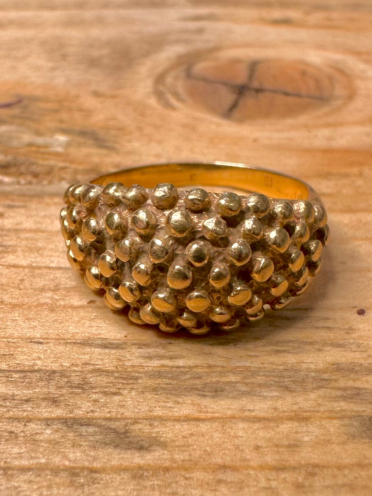 Vintage 1985 9ct Gold Textured Dome Size K1/2 Ring
