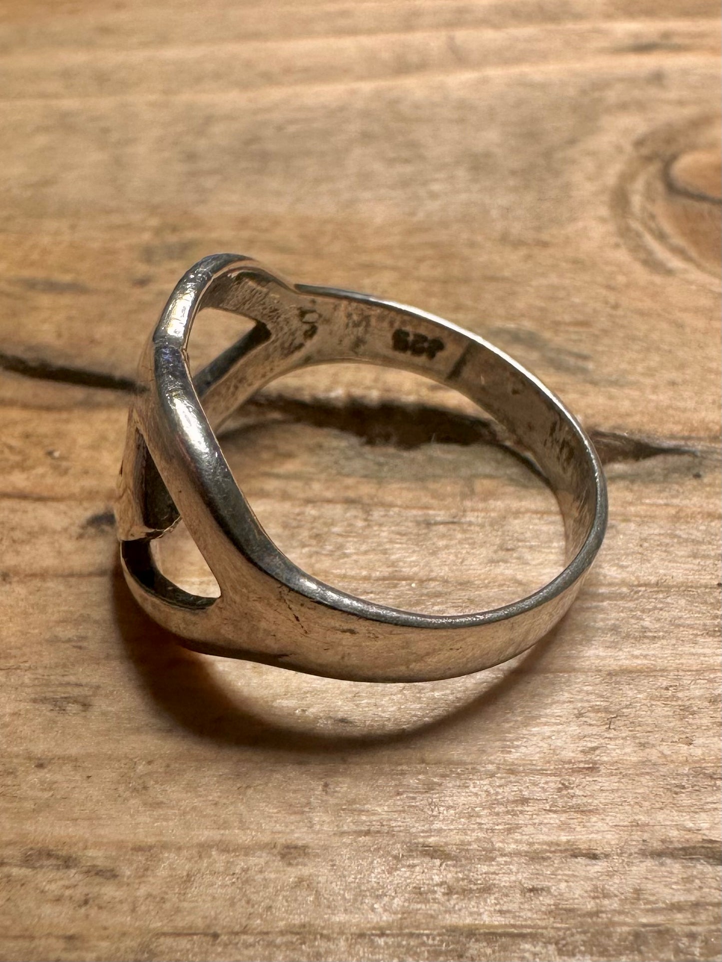 Vintage Overlap Style 925 Silver Size N Ring