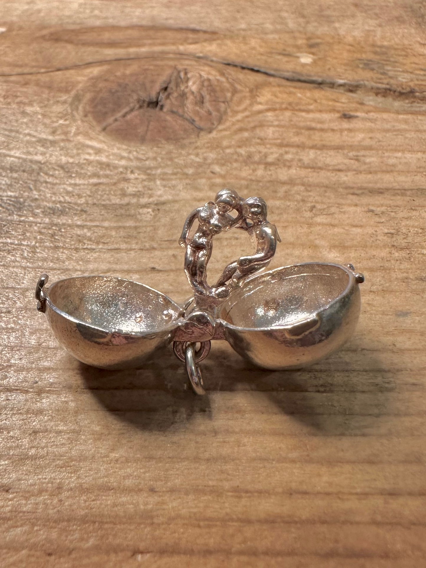 Vintage Apple with Adam and Eve 925 Silver Charm Pendant