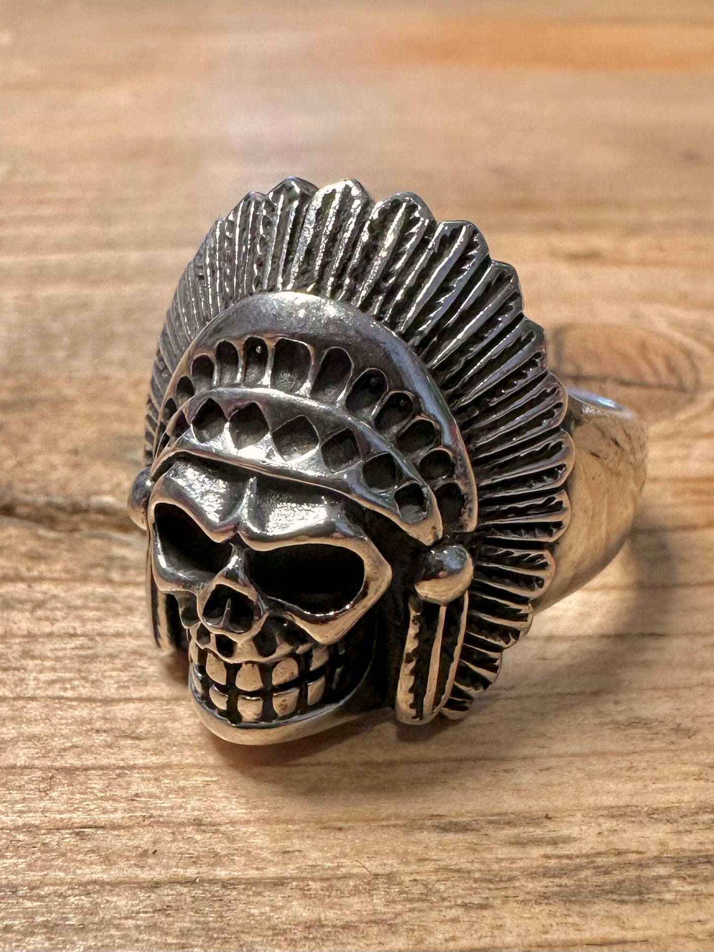 Native American Skull Head 925 Silver Size X1/2 Ring