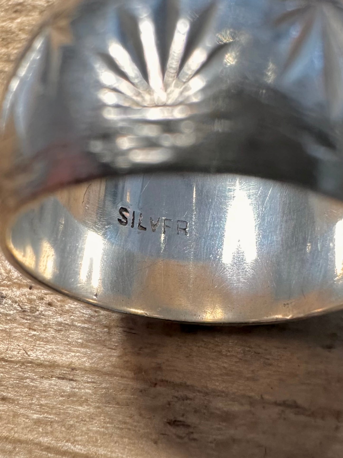 Vintage Wide Engraved Band 925 Silver Size J1/2 Ring
