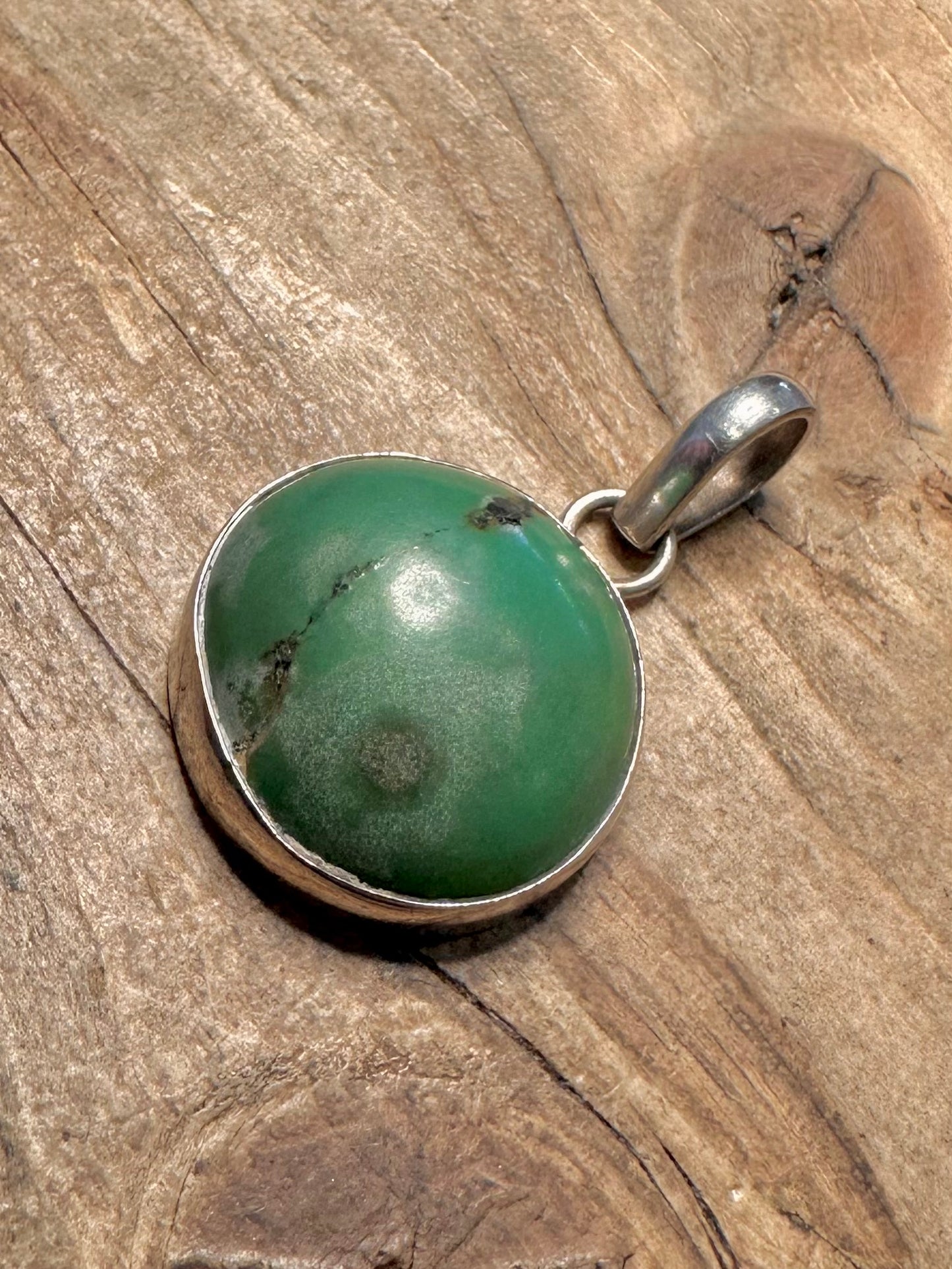 Vintage Raw Turquoise 925 Silver Pendant