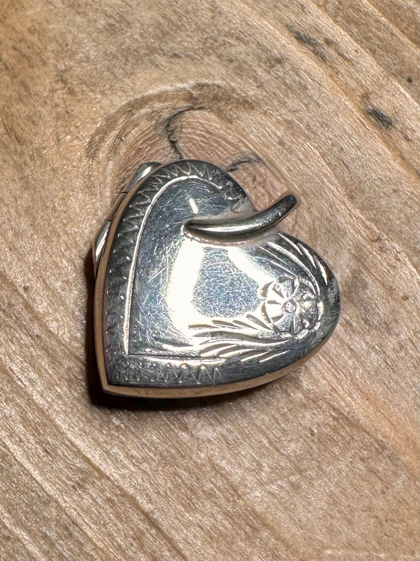 Vintage Engraved Heart 925 Silver Locket Pendant