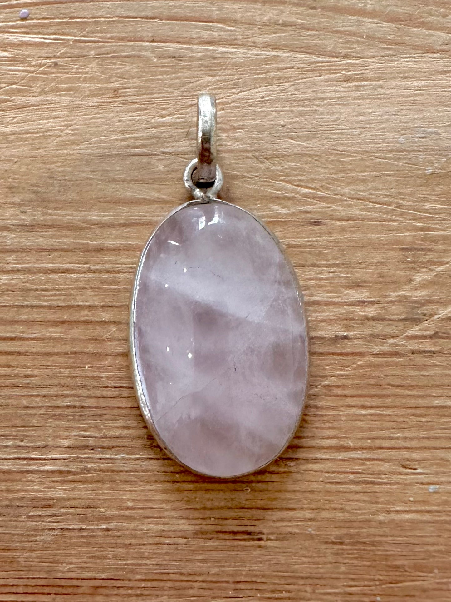 Vintage Rose Quarts 925 Silver Pendant