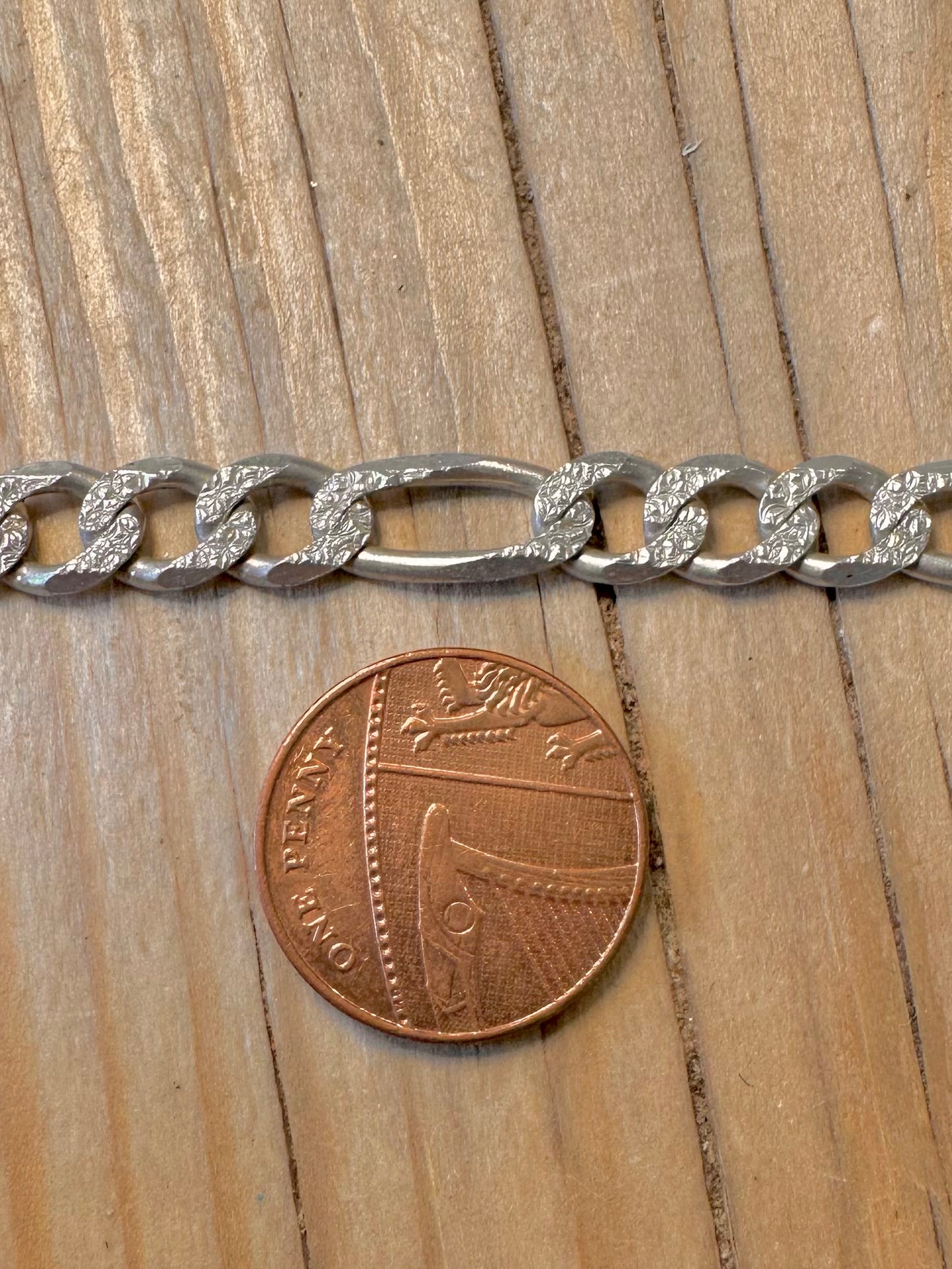 Vintage Italian Textured Figaro Chain 925 Silver 19.5 inch Necklace