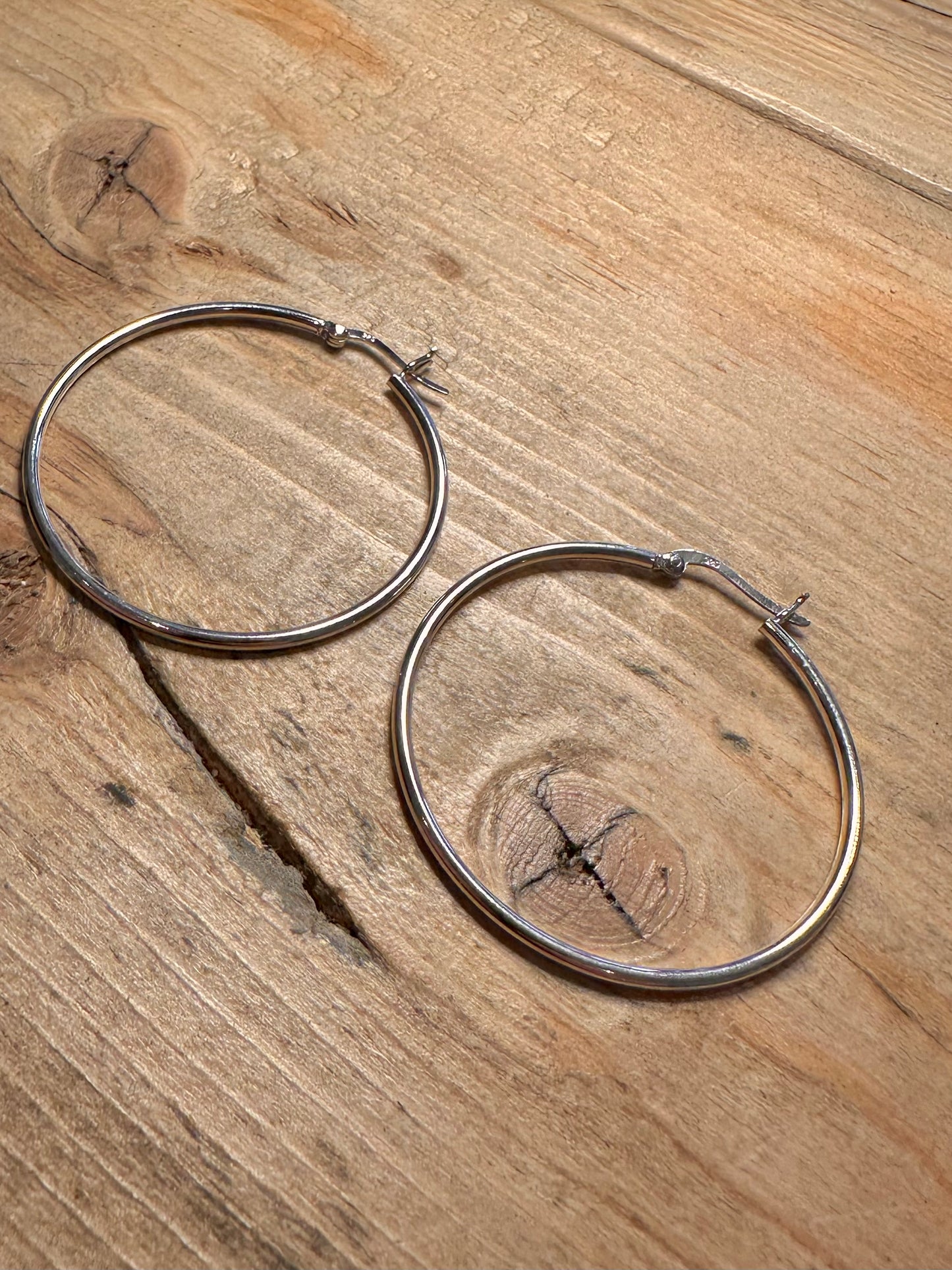Modern Large Hoops 925 Silver Earrings