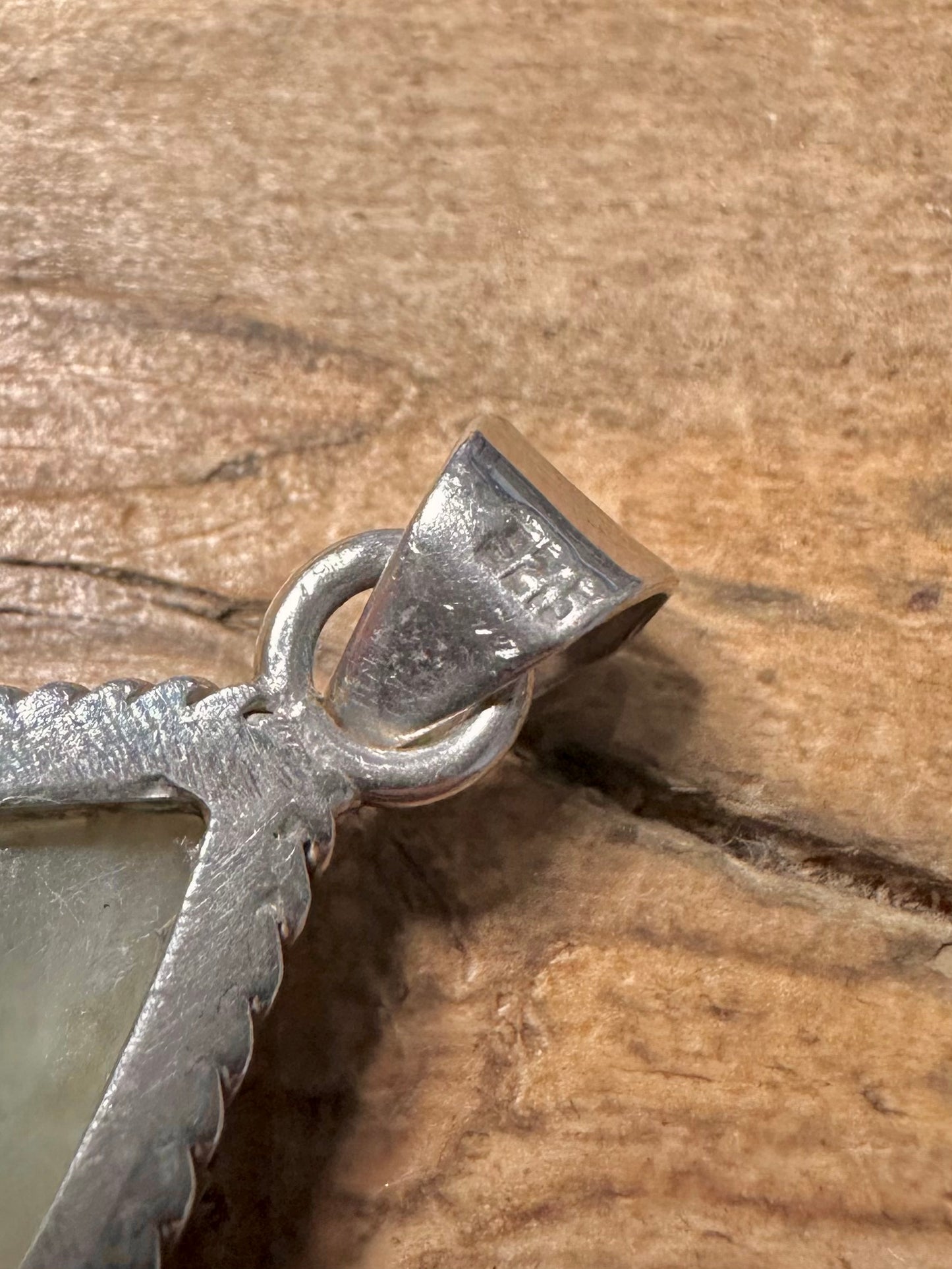 Vintage Large Prehnite 925 Silver Pendant