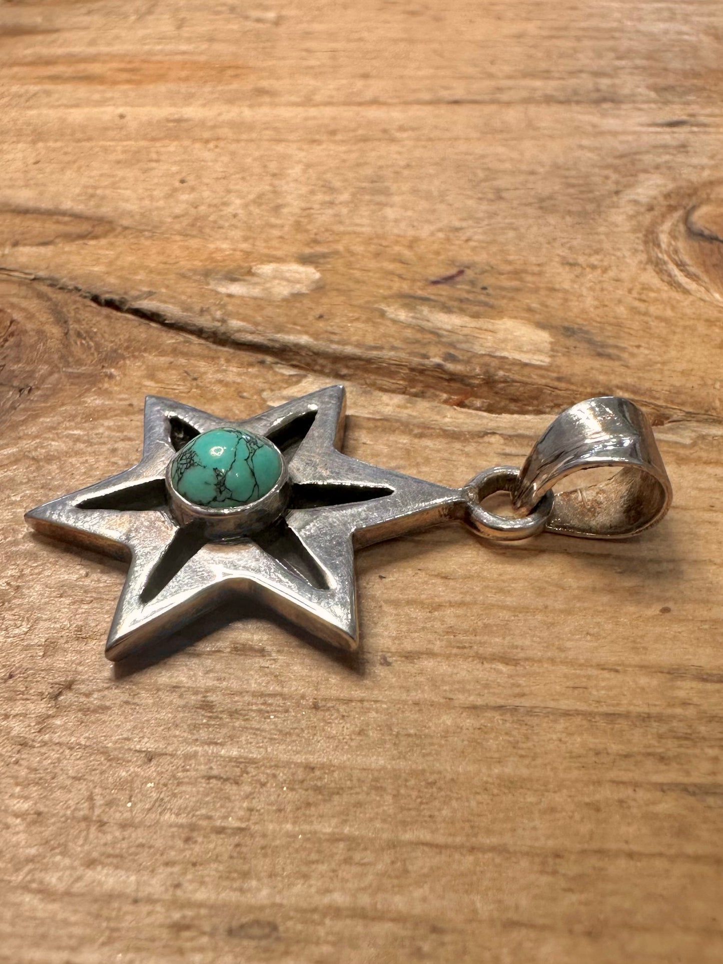 Vintage Turquoise Star 925 Silver Pendant