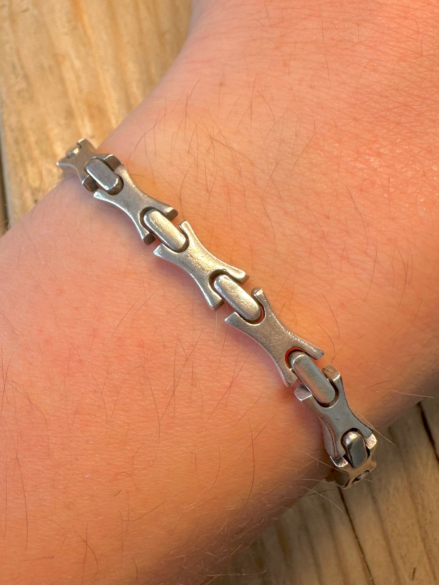Abstract Link 925 Sterling Silver 7.4 inch Bracelet