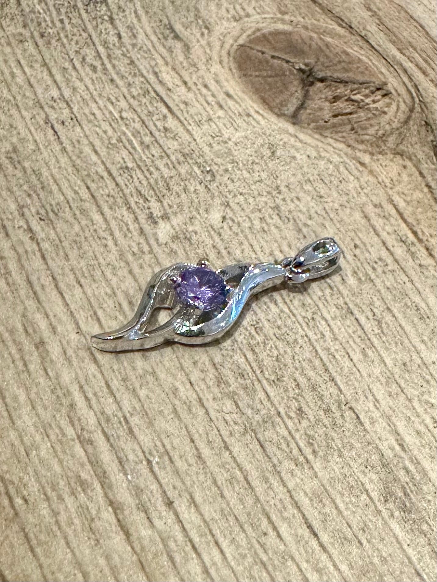 Vintage Amethyst Unique 925 Silver Pendant