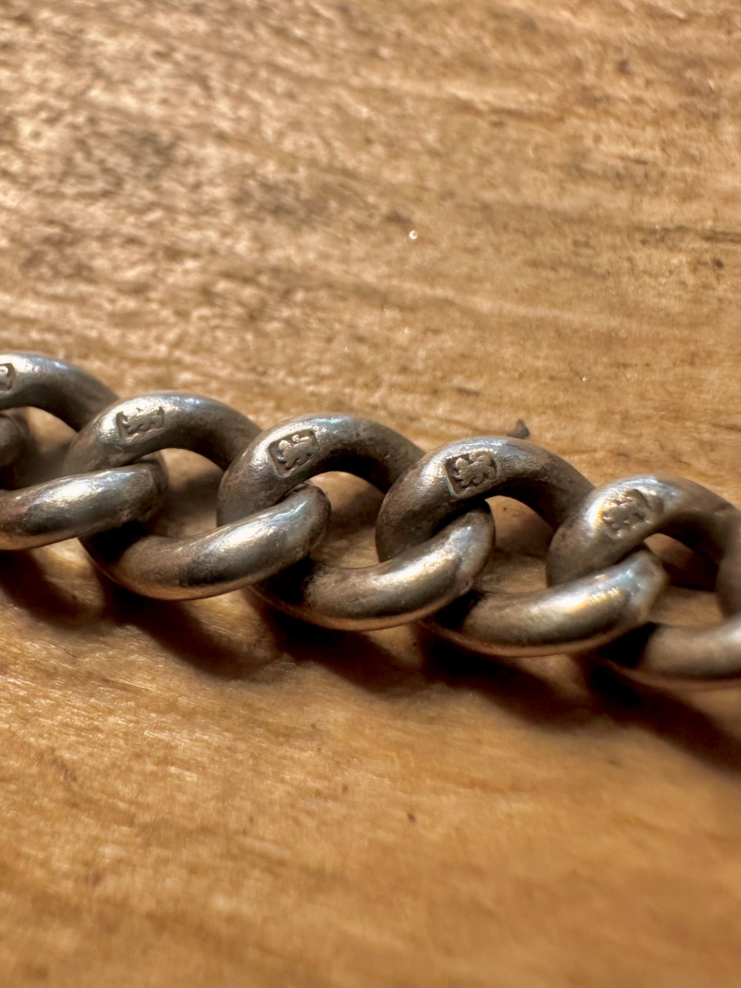 Vintage 1916 Albert Chain T Bar 925 Silver Every Link 15.6 inch Necklace
