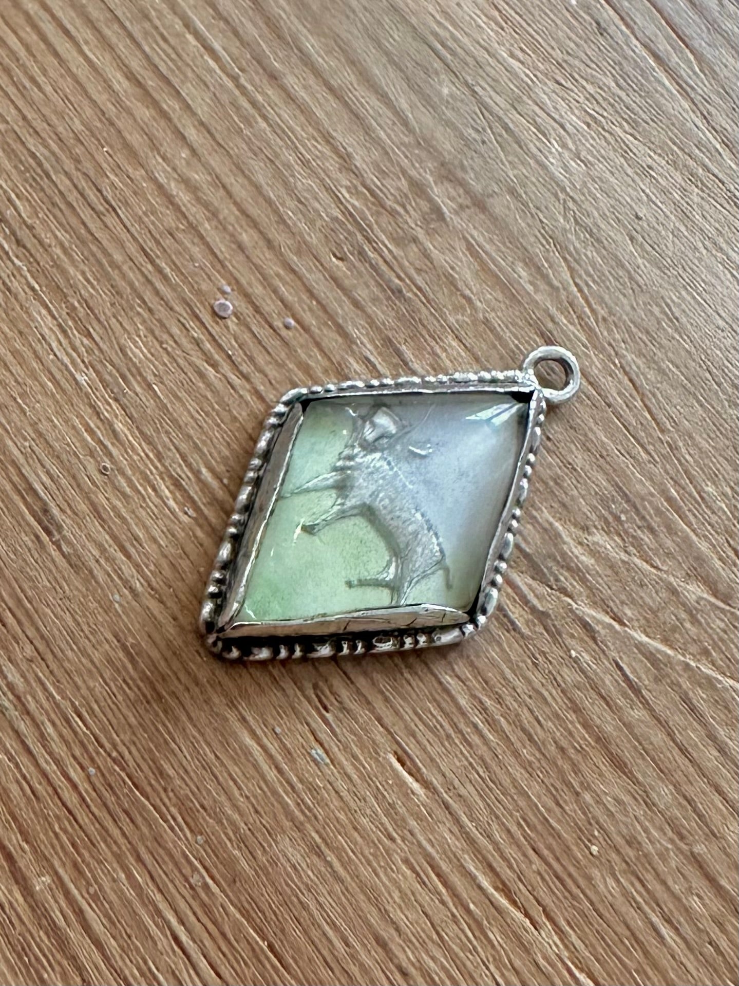 Vintage Lamb Diamond Shape 925 Silver Pendant