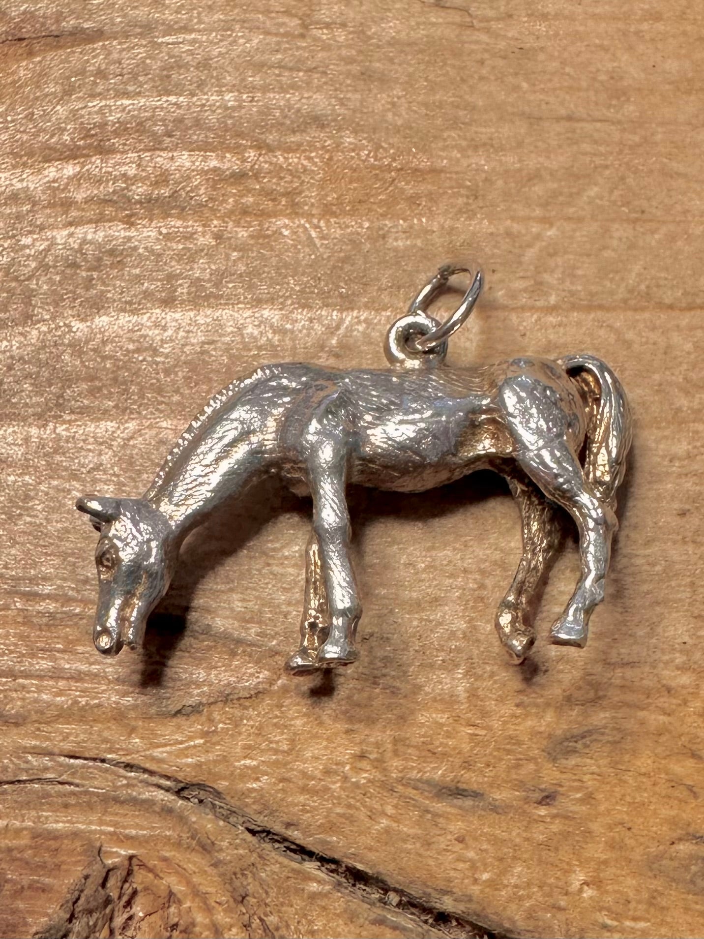 Vintage Large Horse 925 Silver Charm Pendant