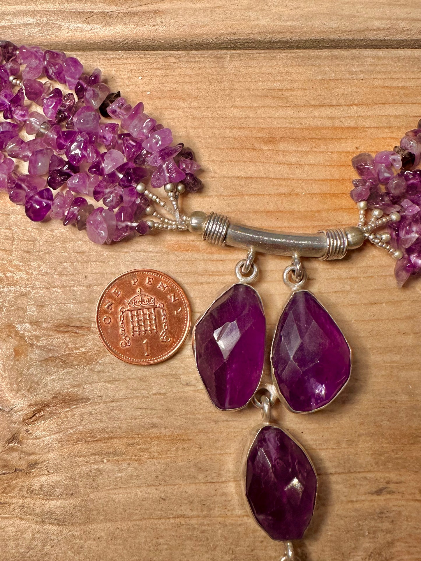 Stunning Handmade Amethyst 925 Silver 20.5 inch Necklace