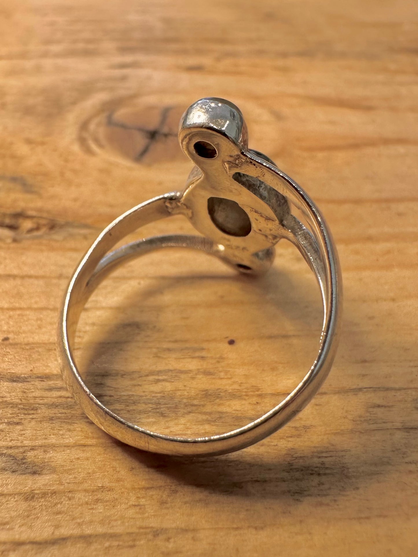Modernist Labradorite 925 Silver Size Q Ring