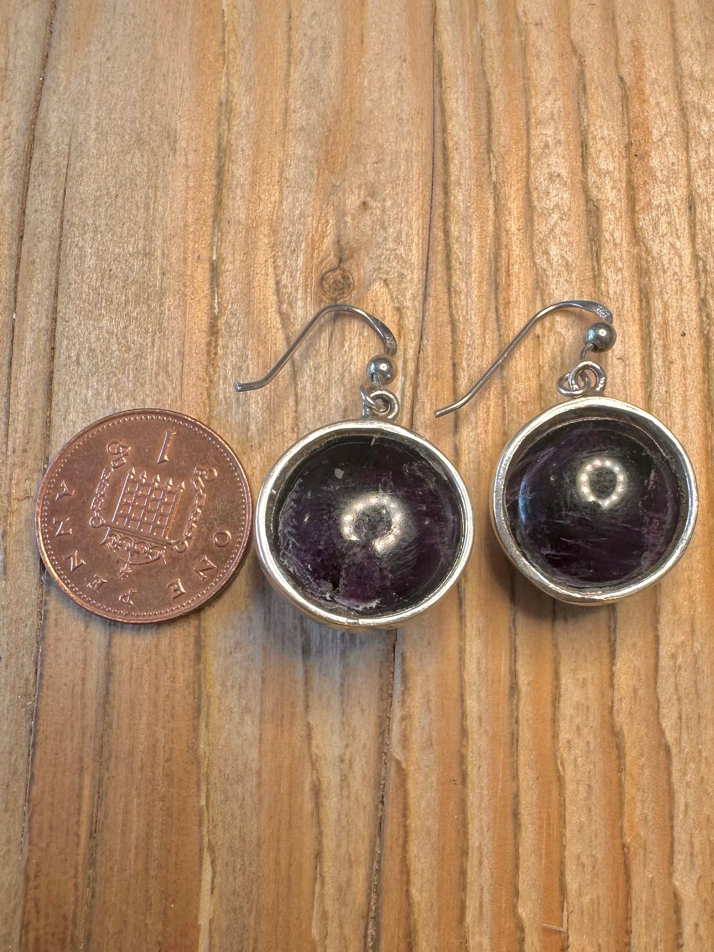 Vintage Amethyst Circle 925 Sterling Silver Earrings