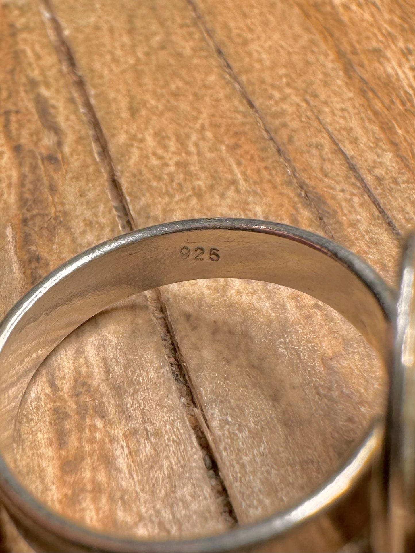 Abstract Blue Stone 925 Sterling Silver Size N Ring