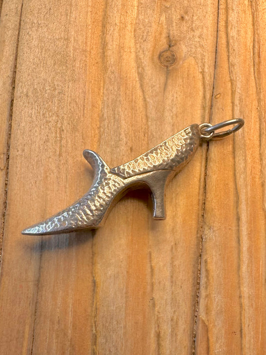 Vintage Victorian Shoe 925 Sterling Silver Charm Pendant