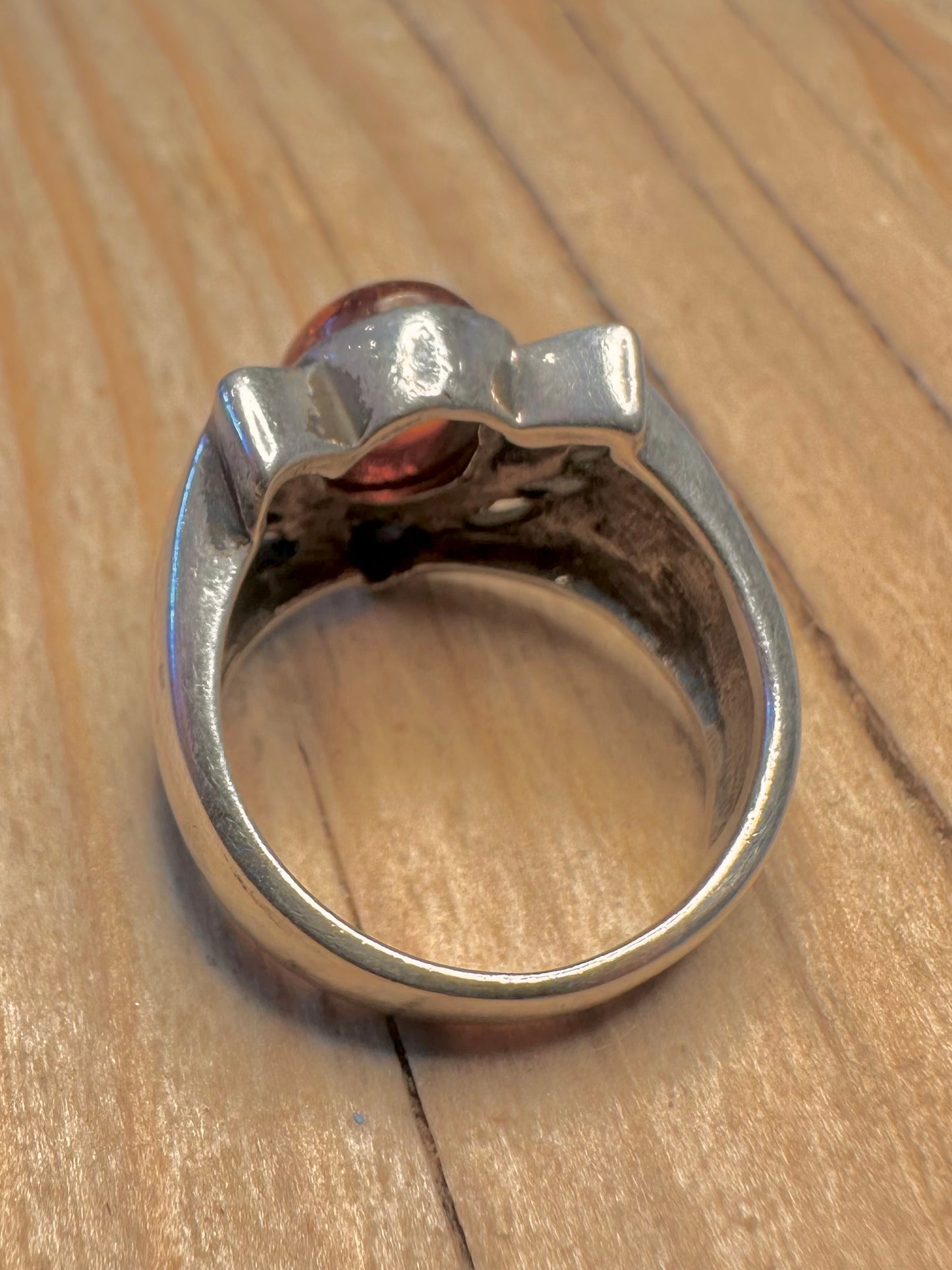 Abstract Amber 925 Sterling Silver Size M1/2 Ring
