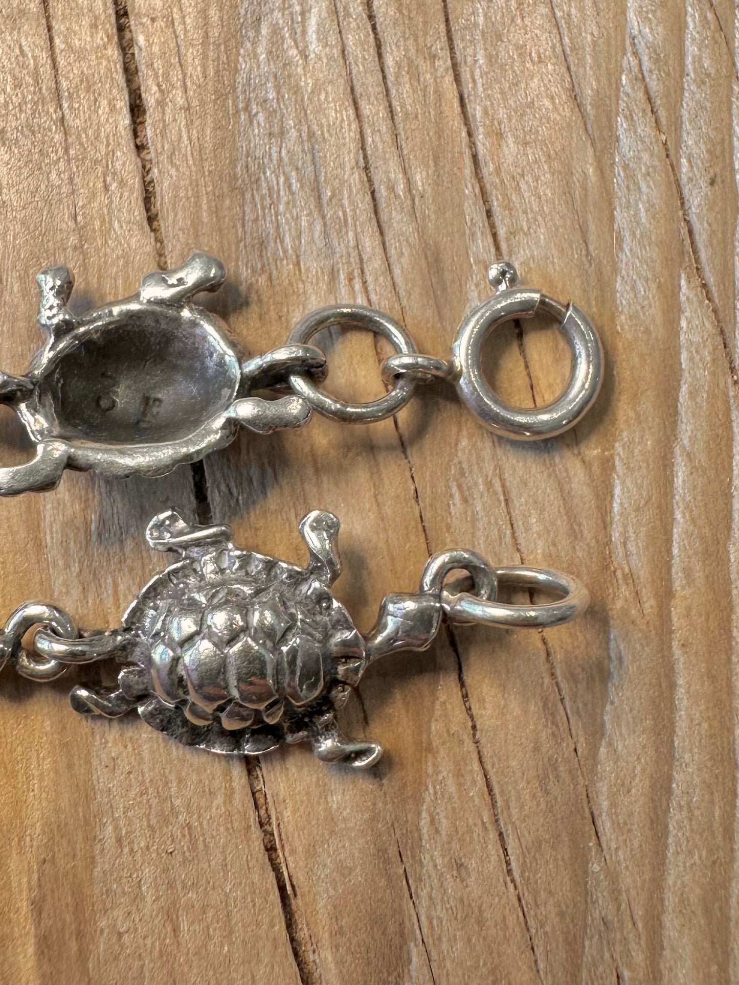 Vintage Turtle Chain 925 Silver 7.8 inch Bracelet