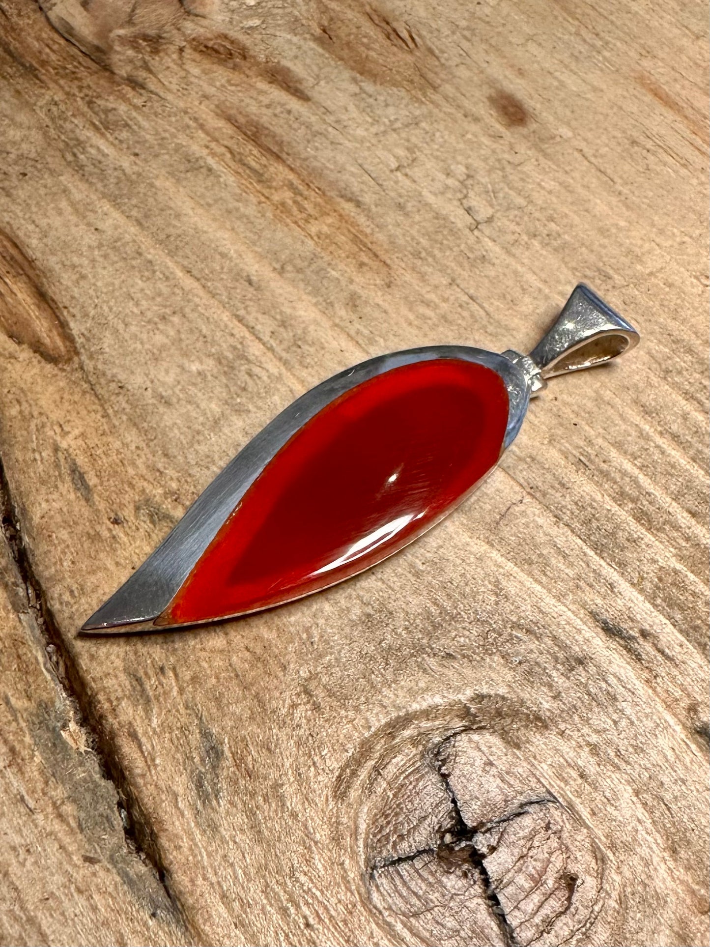 Modernist Carnelian 925 Silver Pendant