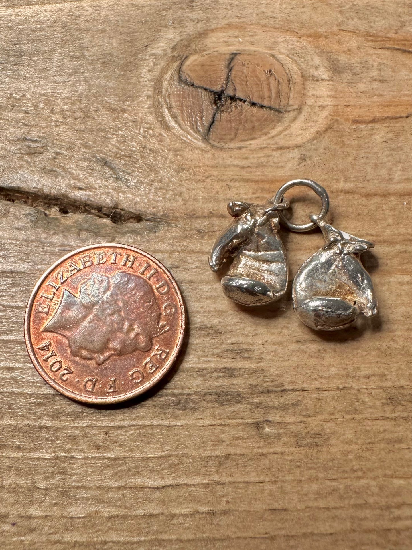 Vintage Boxing Gloves 925 Silver Charm Pendant