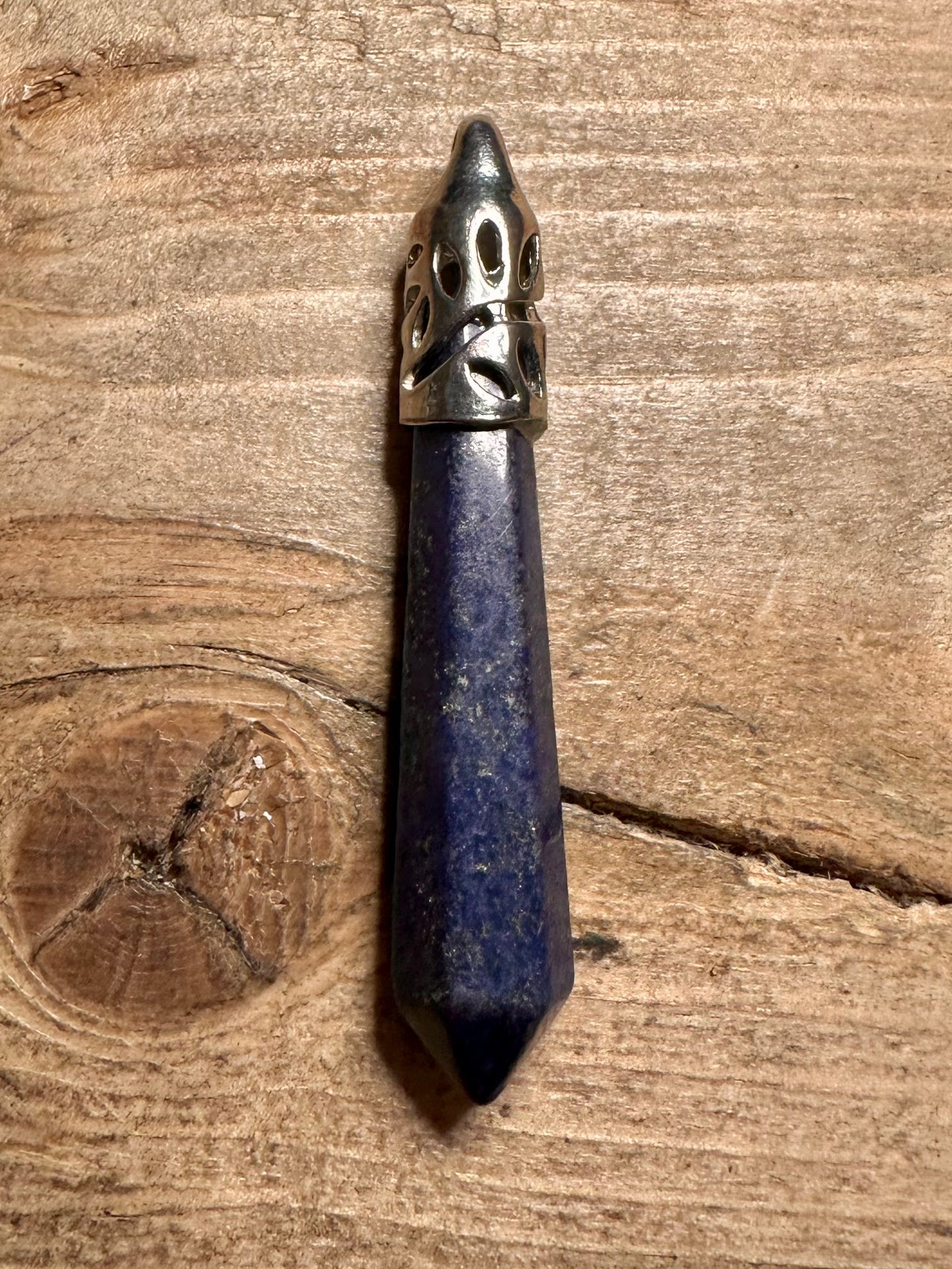 Vintage Lapis Pillar 925 Silver Pendant