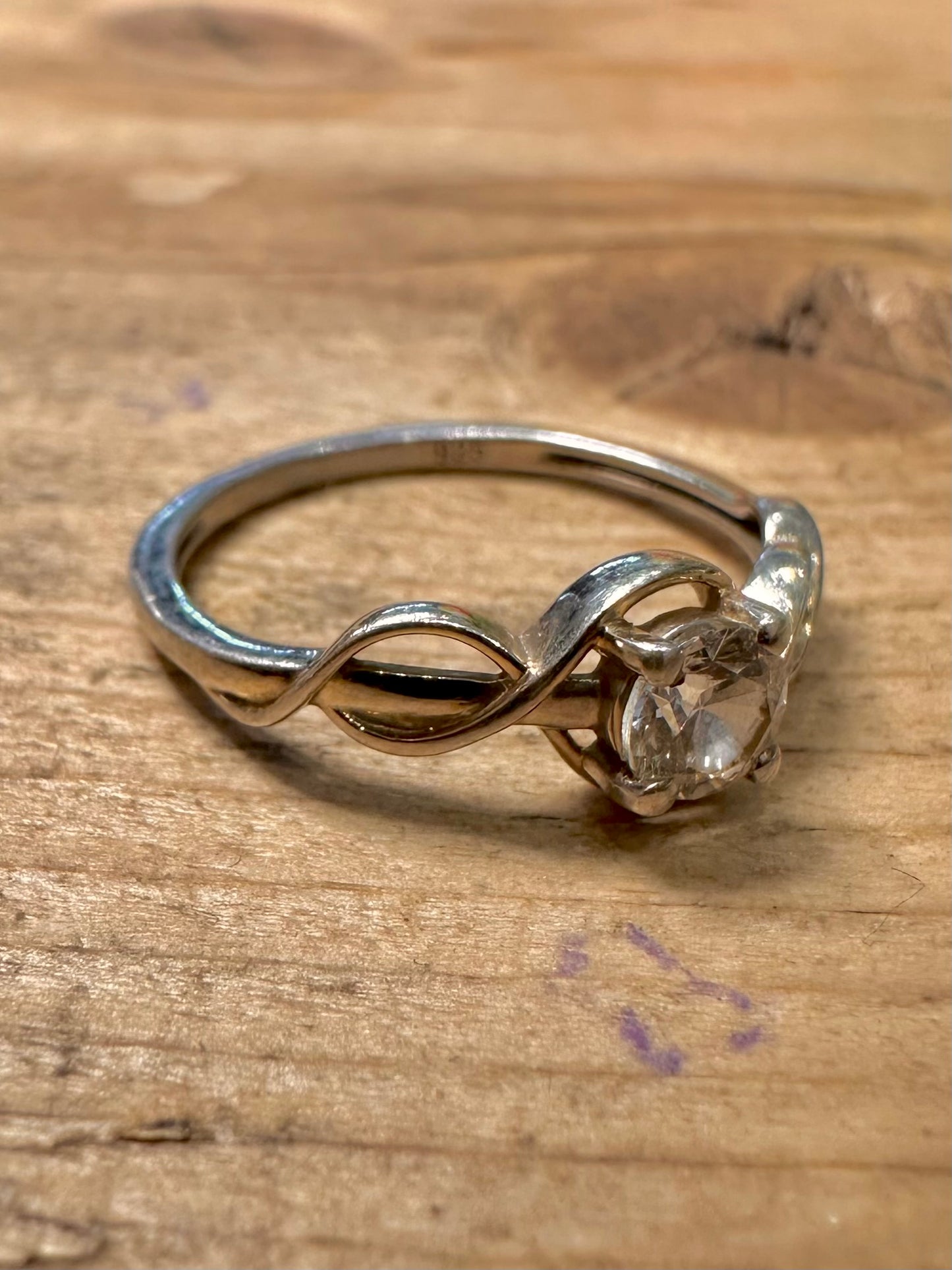 Vintage White CZ 925 Silver Size O1/2 Ring