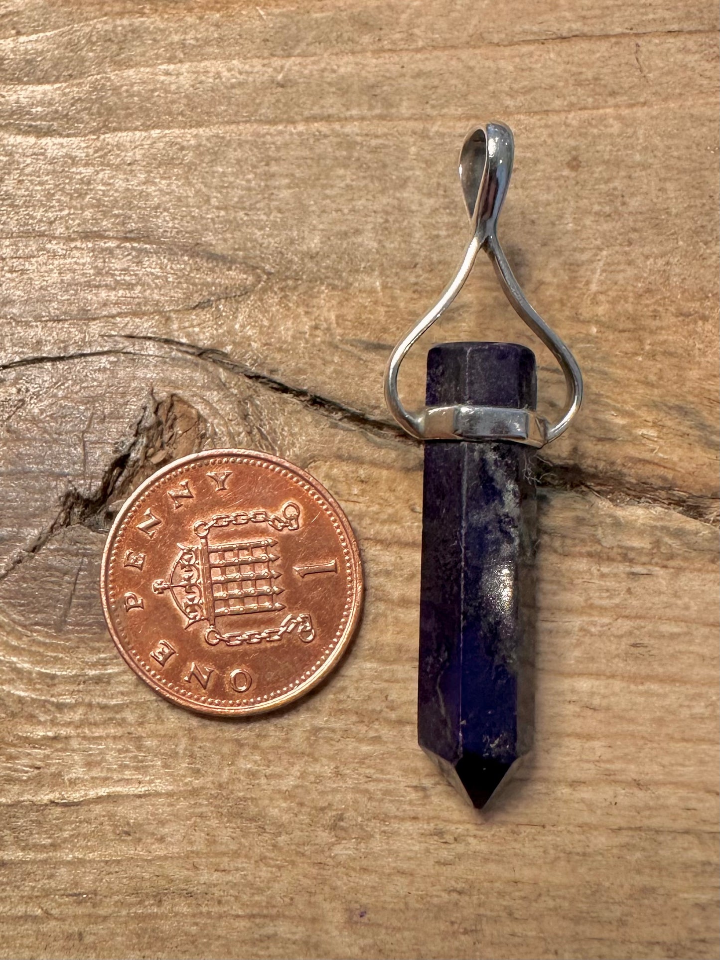 Vintage Lapis And Moonstone Pillar 926 Silver Pendant