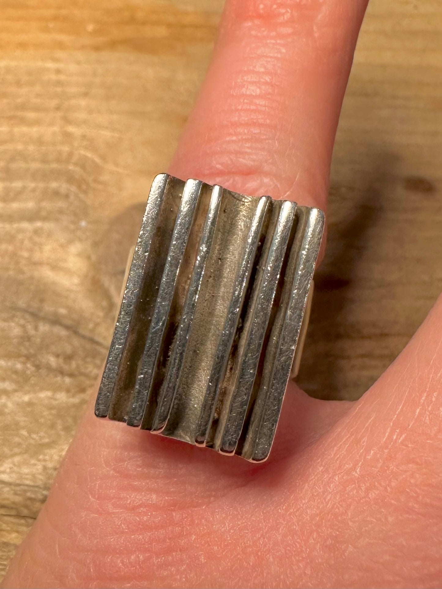 Vintage Abstract Chunky Maker CD 925 Silver Size L1/2 Ring