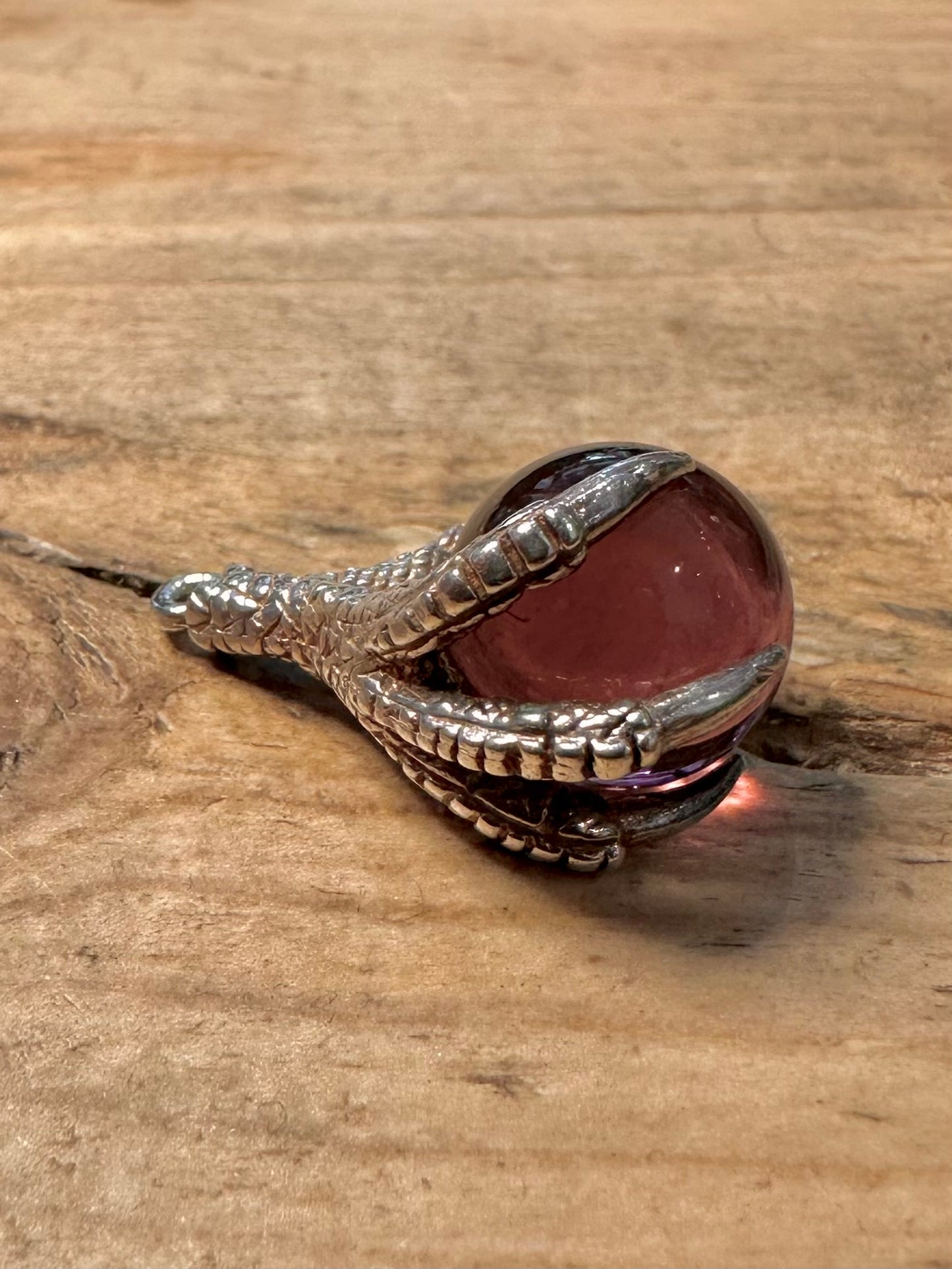 Vintage Red Stone Claw 925 Silver Pendant