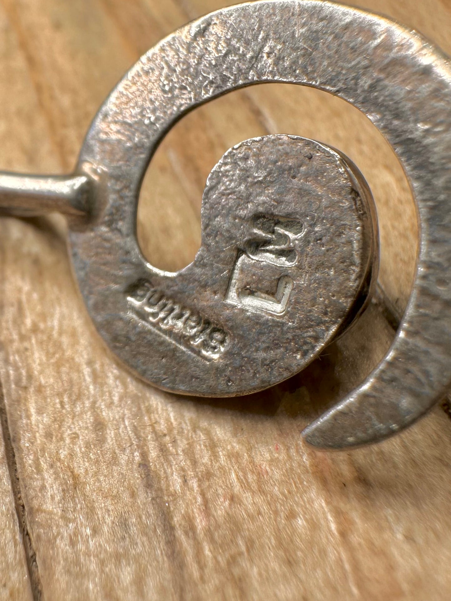 Vintage Navajo Turquoise Swirl Maker LM 925 Sterling Silver Pendant