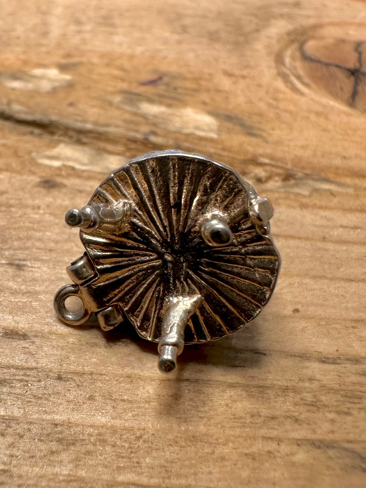 Vintage Beehive Articulated Bee inside 925 Silver Charm Pendant