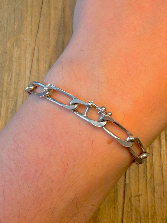 Elongated 1976 Link Chain Maker BLJ 925 Sterling Silver 7.5 inch Bracelet